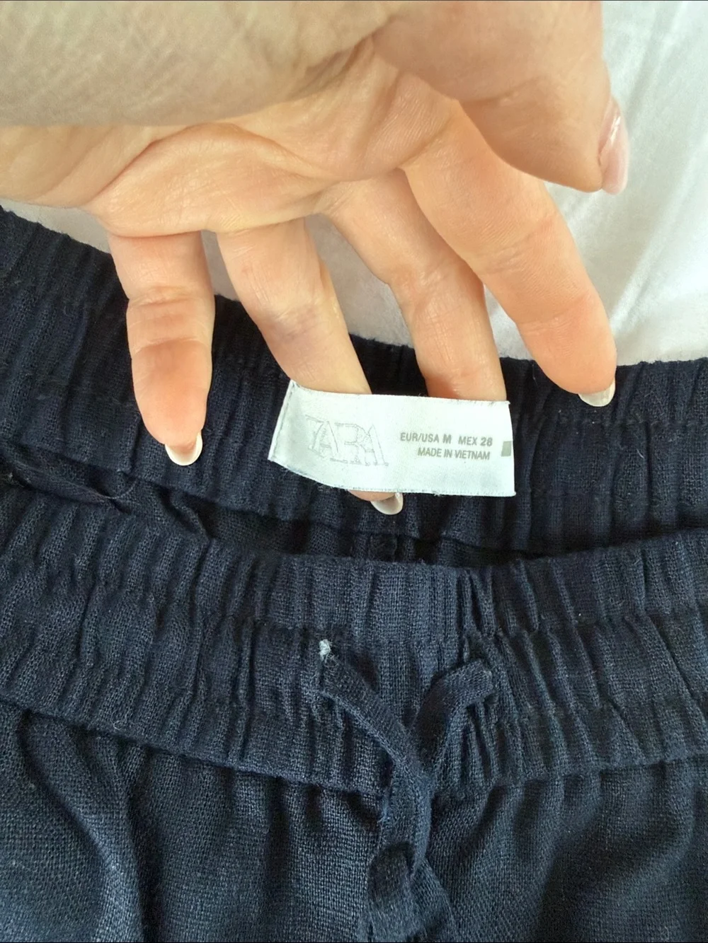 Zara Navy Blue Drawstring Wide-Leg Pants